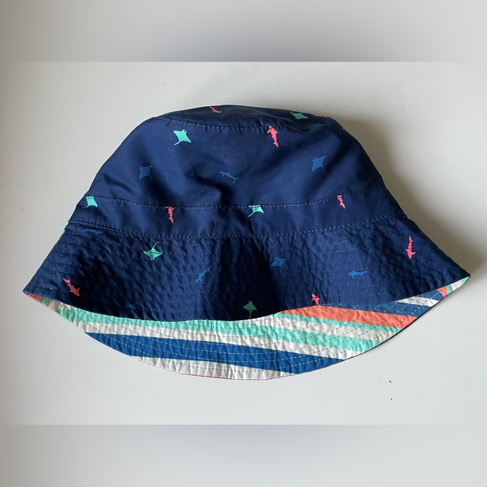 Carter’s Kids Reversible Swim Bucket Hat - Blue/Stingrays / Multi-Colour Stripe